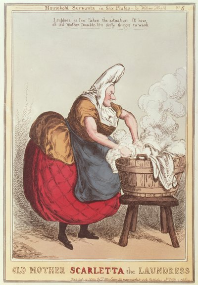 Old Mother Scarletta the Laundress, no.5 from the series Household Servants, published in 1829 by William Heath